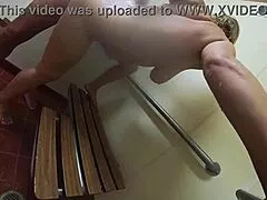 Trying to get caught fucking curvy milf in public bathroom and shower