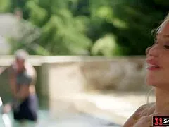 big tits blonde milf in a group scene with dp