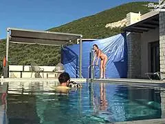 behind the scenes of all natural milf julia north underwater soft in the pool