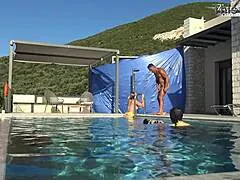 behind the scenes of all natural milf julia north underwater soft in the pool