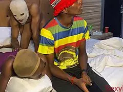 Step mom sneaky fucks behind while her son was busy watching movie