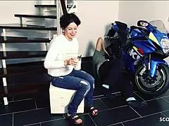 German Milf Seduces Young Neighbor For Intense Stairwell Sex