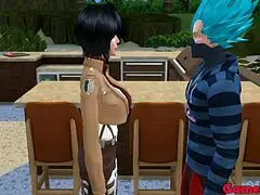 Mikasa seduces Vegeta during cooking lesson, promising better sex than Bulma