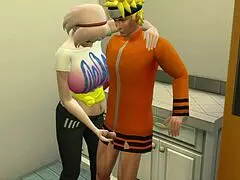 Aventură anală sălbatică în bucătărie cu Hinata și Sakura