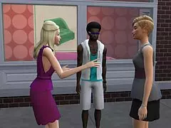 two milfs play with big black cock in sims