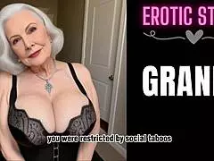 Hey, granny's lonely no more with young stud fulfilling her! 😜