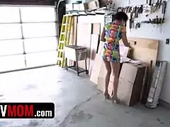 stepmom and stepson stuck in garage, so they bang hard together!